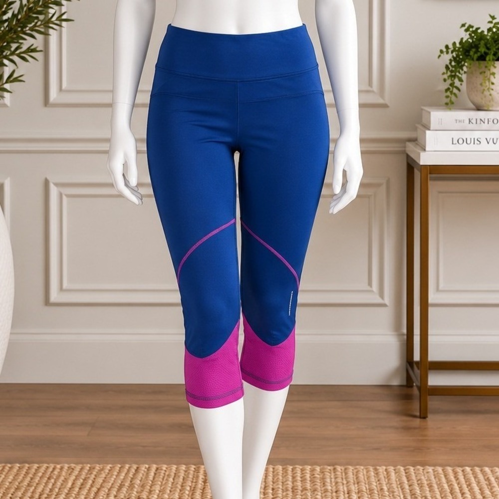 C9 by Champion Women Capri Leggings Blue Pink Colorblock Athletic Size Medium